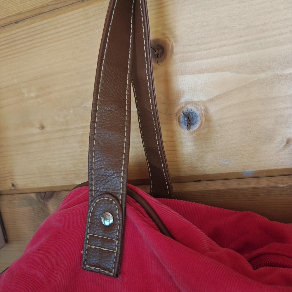 Red Tommy Hilfiger corduroy vintage bag duffle over night Weekend ZA4 - Picture 4 of 10
